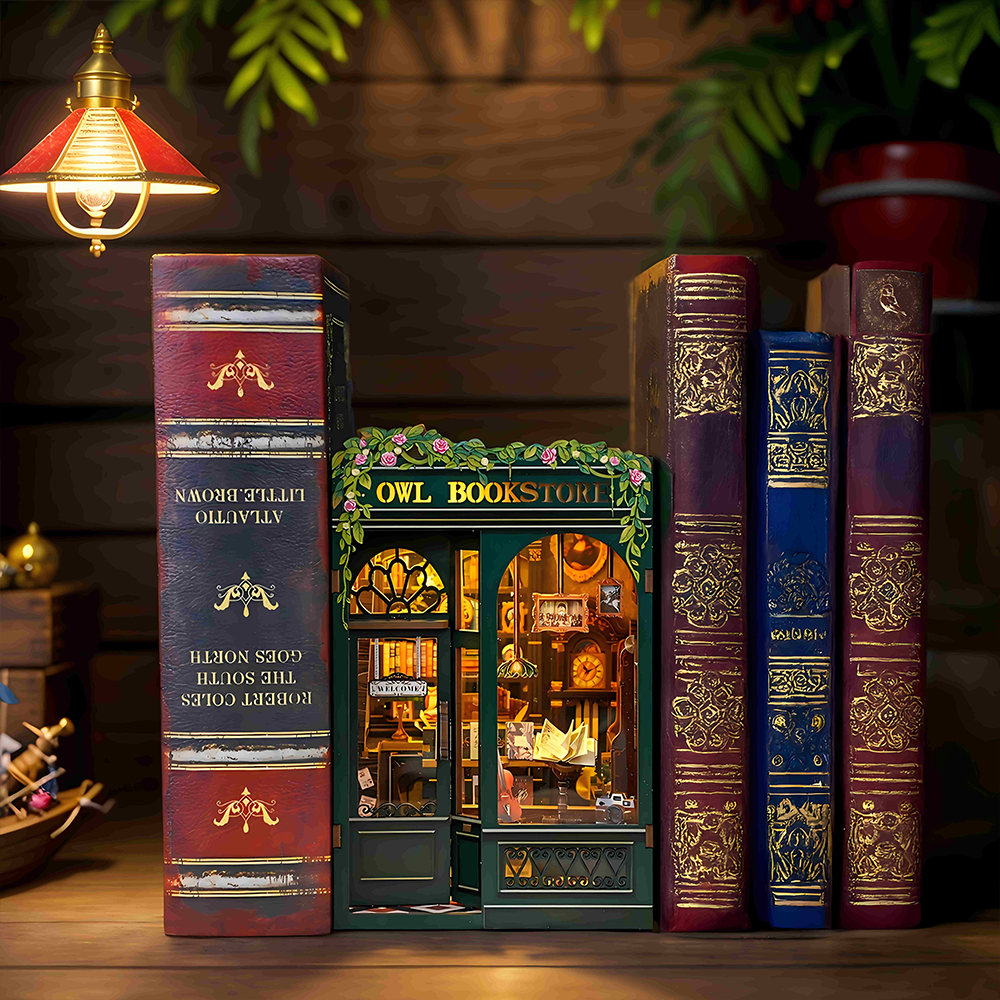 PUZZLESBEST DIY Book Nook Kit | Owl Bookstore