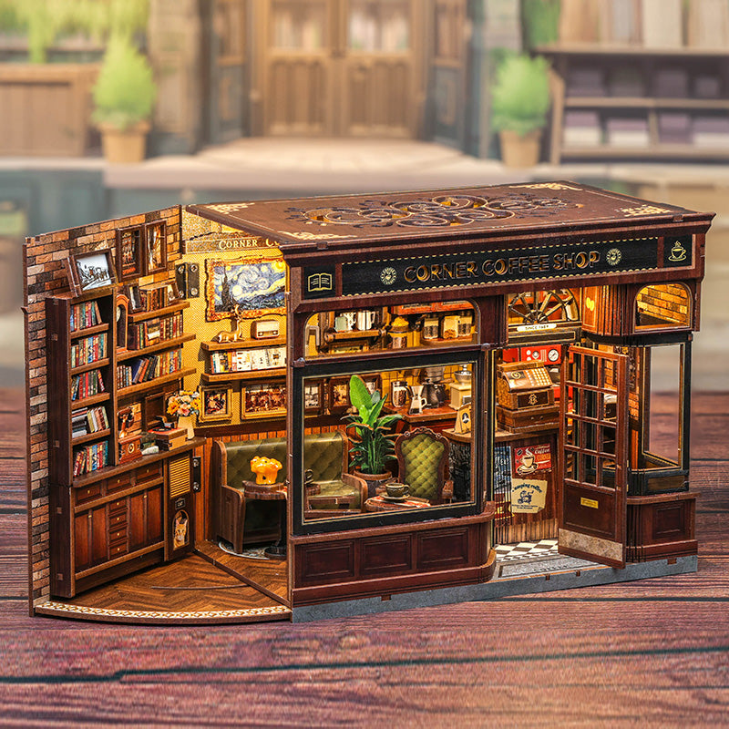 PUZZLESBEST DIY Dollhouse Kit | CORNER COFFEE SHOP