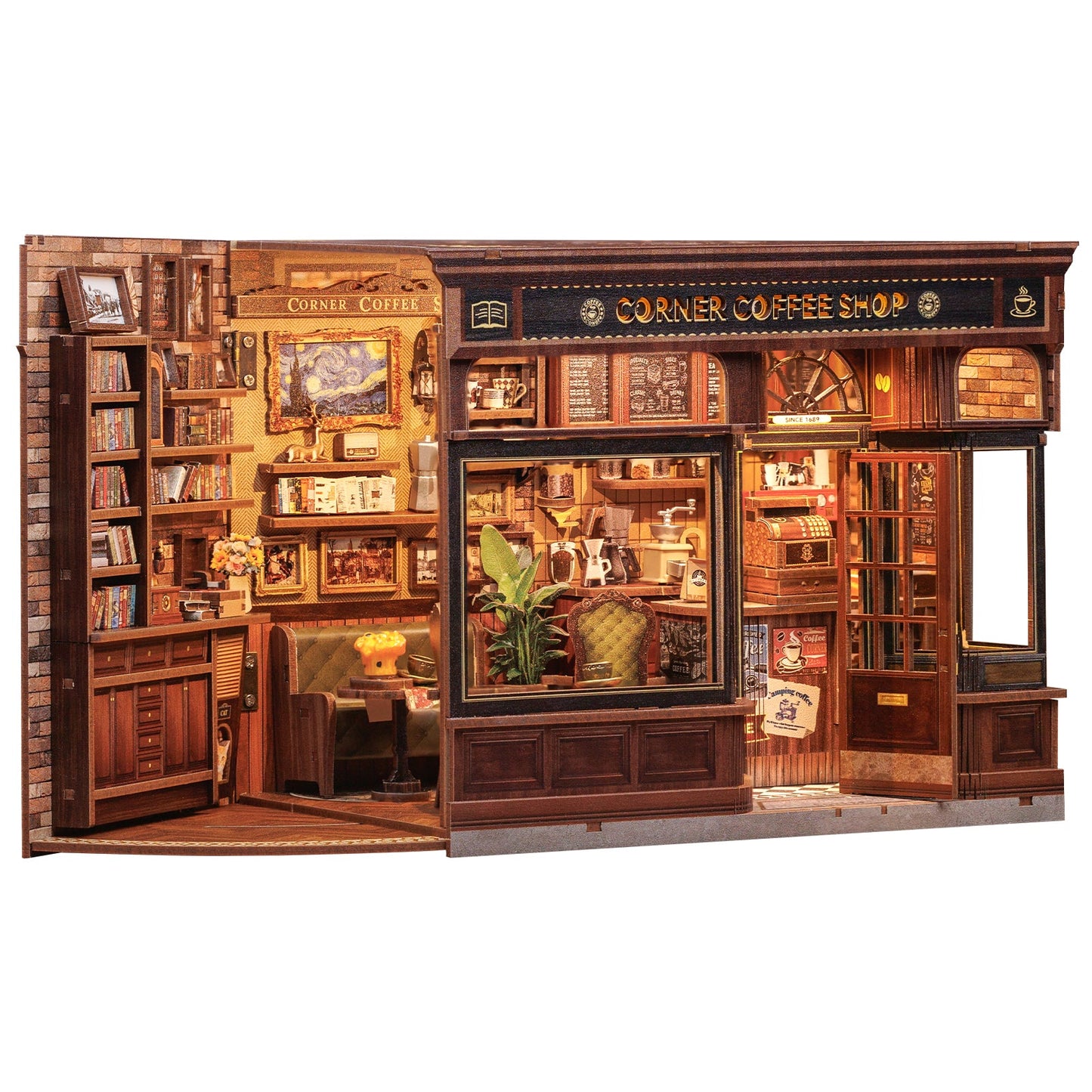 PUZZLESBEST DIY Dollhouse Kit | CORNER COFFEE SHOP
