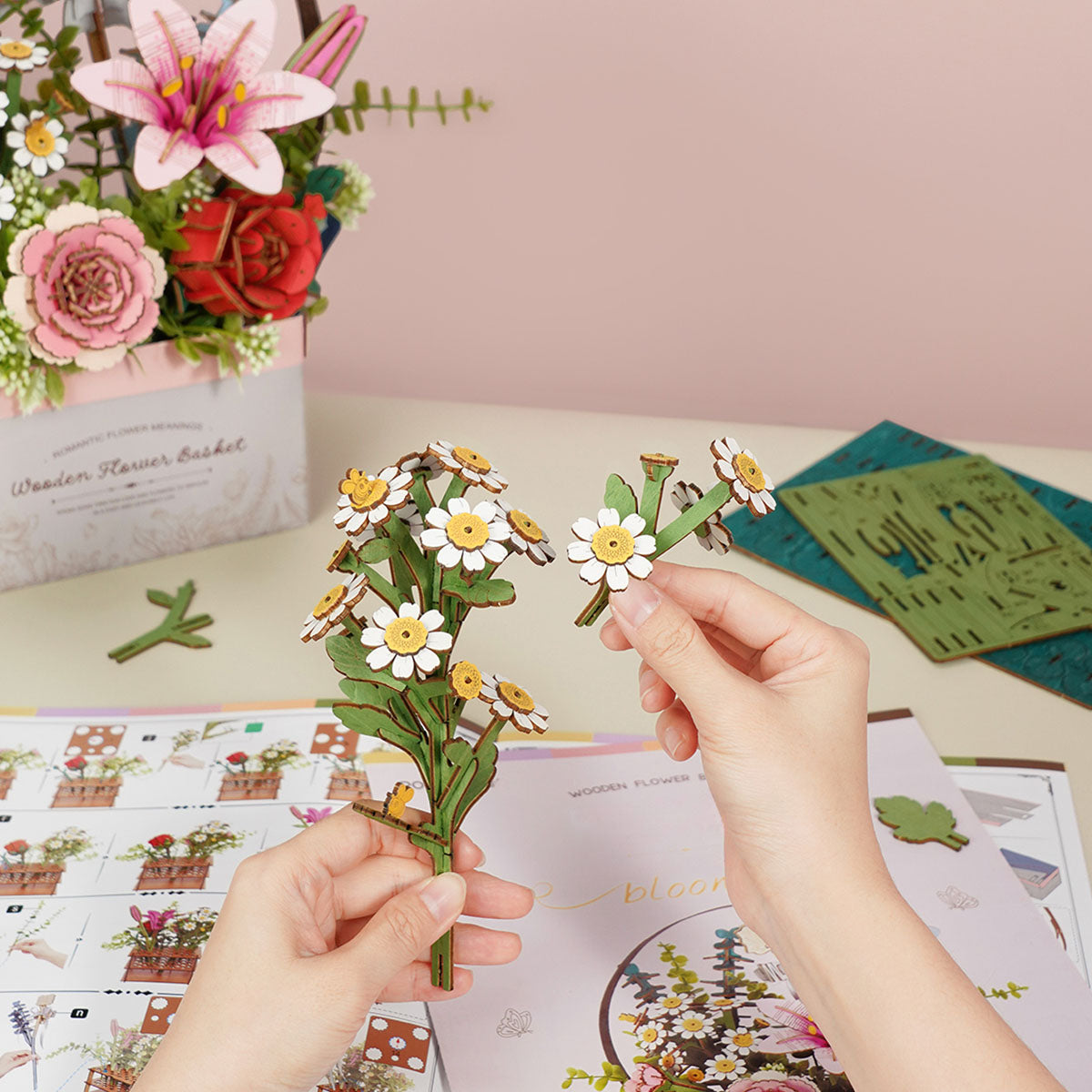 Wooden Flower Basket - Floral Display Model 3D Wooden Puzzle