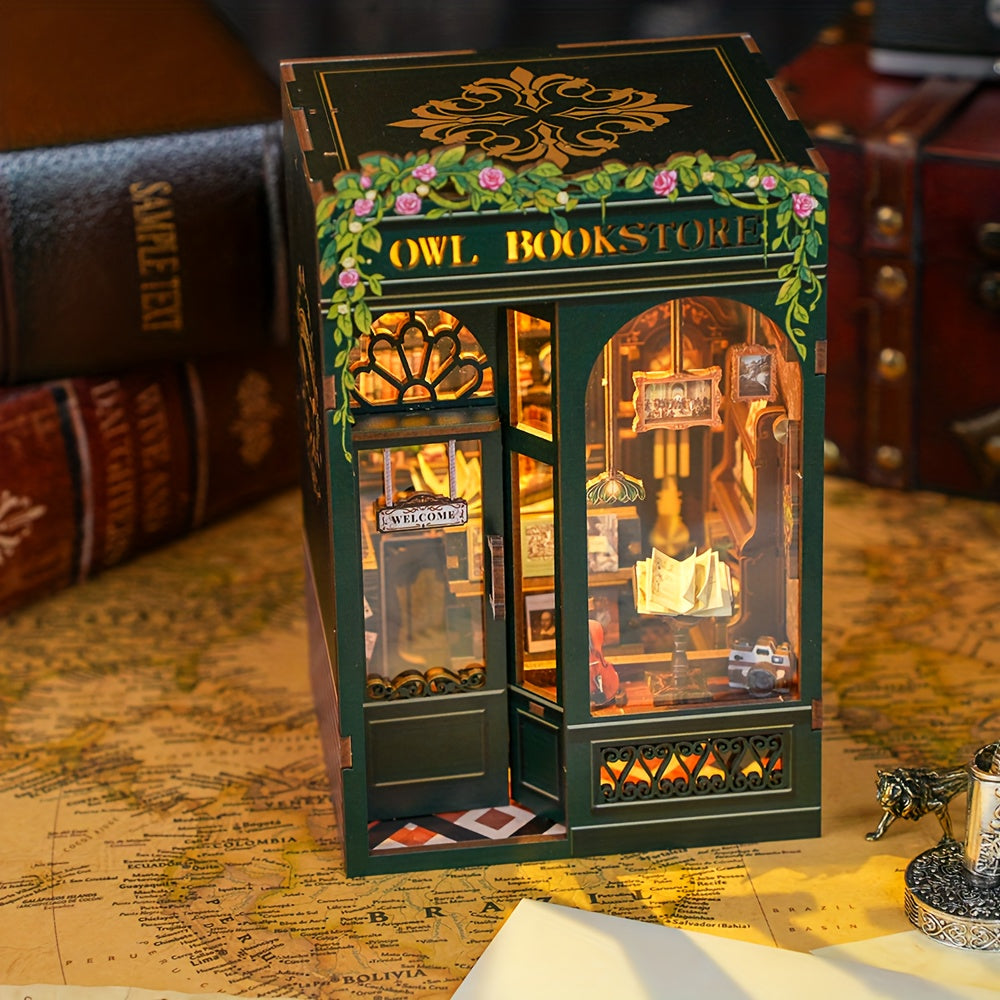 PUZZLESBEST DIY Book Nook Kit | Owl Bookstore
