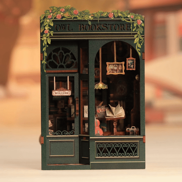 PUZZLESBEST DIY Book Nook Kit | Owl Bookstore