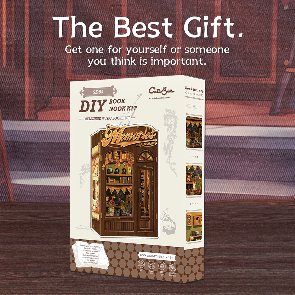 PUZZLESBEST DIY Book Nook Kit | Memories Music Bookshop