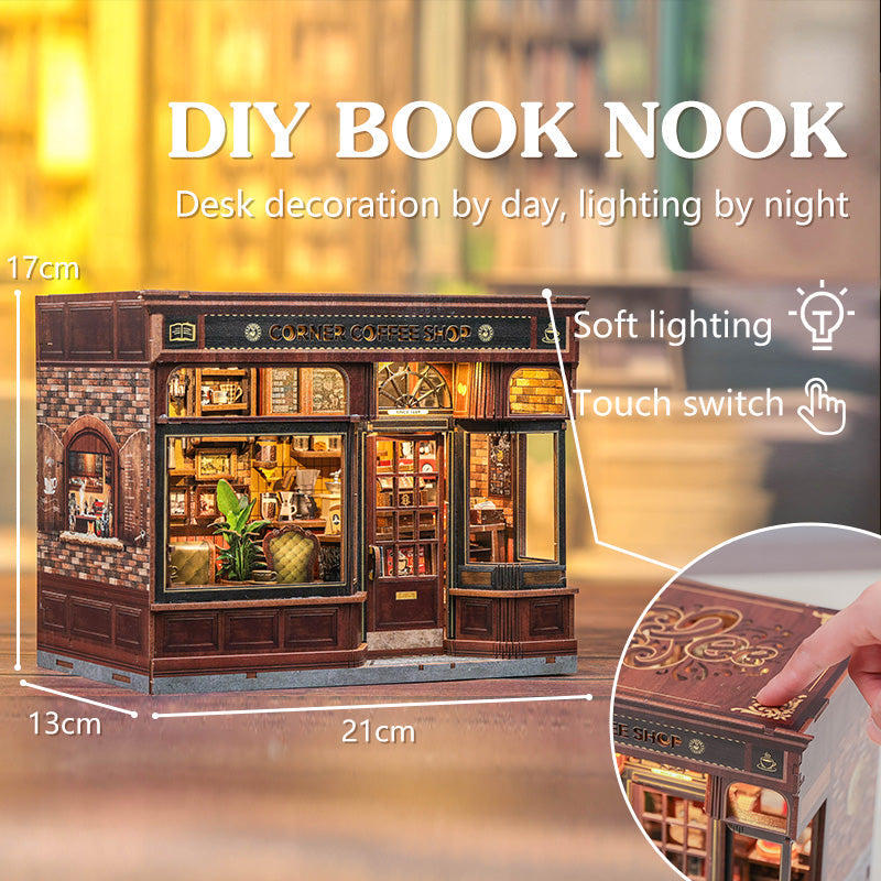 PUZZLESBEST DIY Dollhouse Kit | CORNER COFFEE SHOP