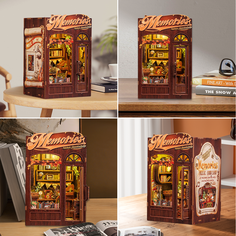 PUZZLESBEST DIY Book Nook Kit | Memories Music Bookshop