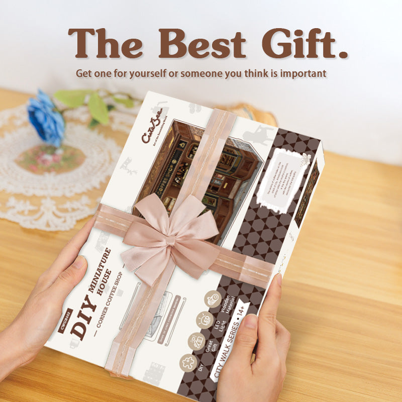 PUZZLESBEST DIY Dollhouse Kit | CORNER COFFEE SHOP