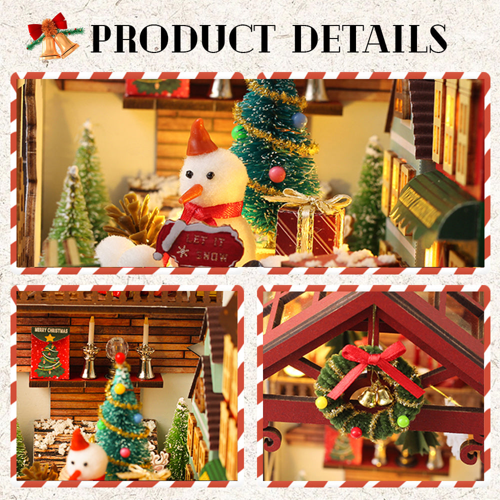 PUZZLESBEST DIY Wooden Book Nook Kit Bookshelf Inserts (Christmas miniatures world)