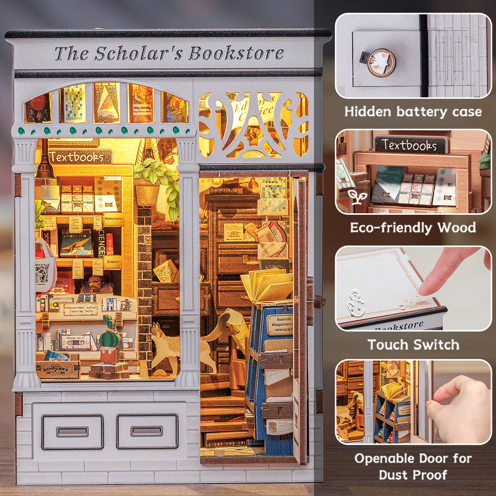 PUZZLESBEST DIY Book Nook Kit | The Scholar's Bookstore