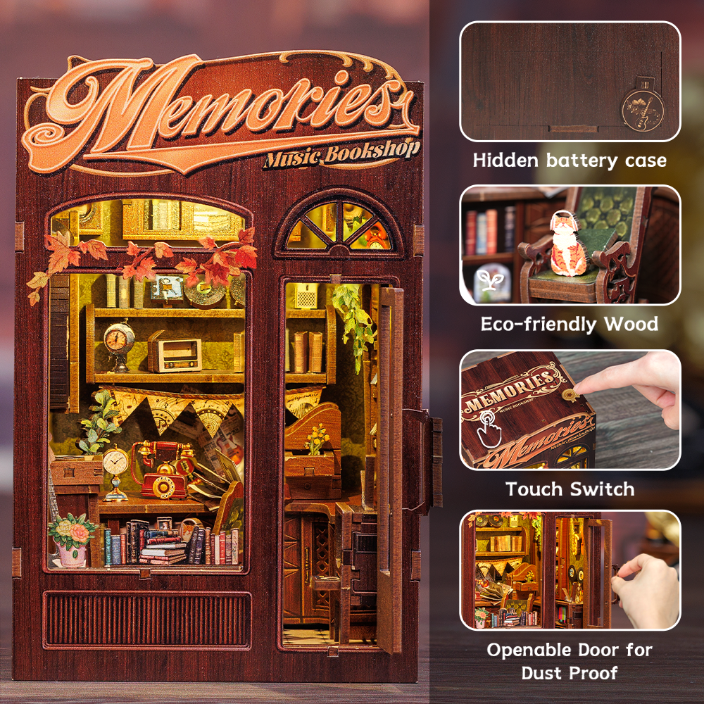 PUZZLESBEST DIY Book Nook Kit | Memories Music Bookshop