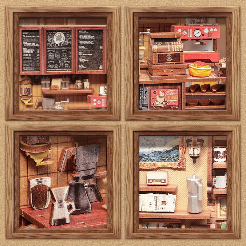 PUZZLESBEST DIY Dollhouse Kit | CORNER COFFEE SHOP