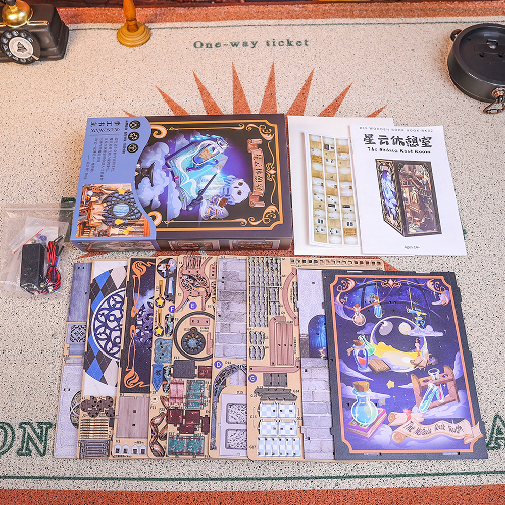 PUZZLESBEST DIY Book Nook Kit（Nebula Common Room）