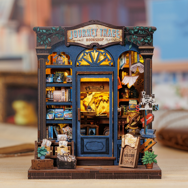 PUZZLESBEST DIY Book Nook Kit | Journey Trace Bookshop