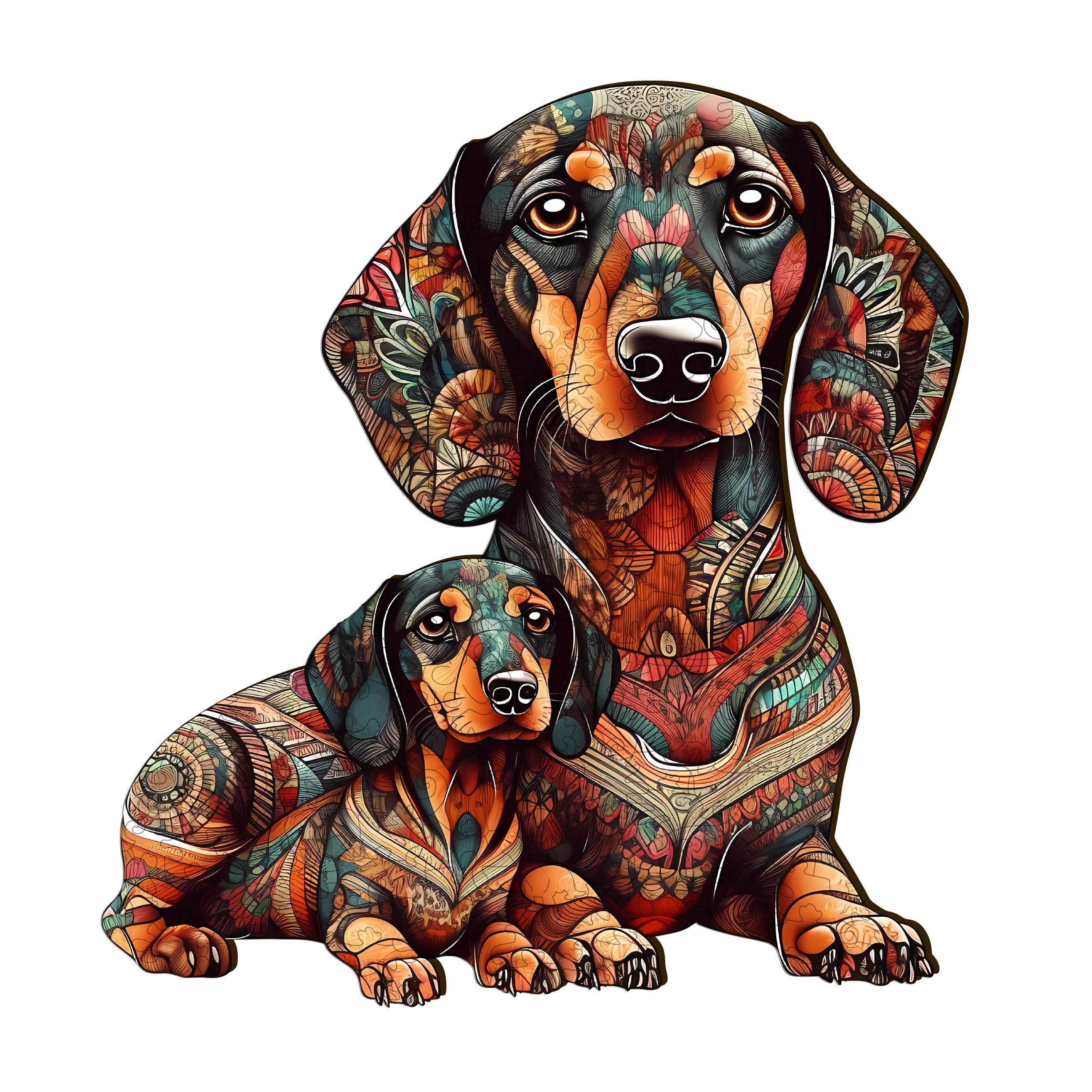 Dachshund Family - 2 Wooden Jigsaw Puzzle