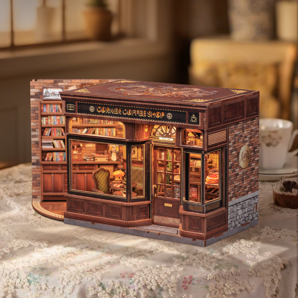 PUZZLESBEST DIY Dollhouse Kit | CORNER COFFEE SHOP