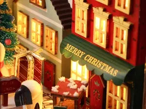 De kamer is warm verlicht