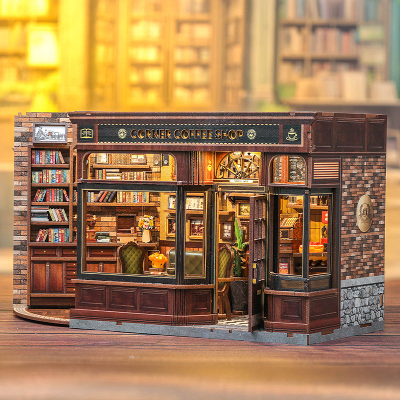 PUZZLESBEST DIY Dollhouse Kit | CORNER COFFEE SHOP