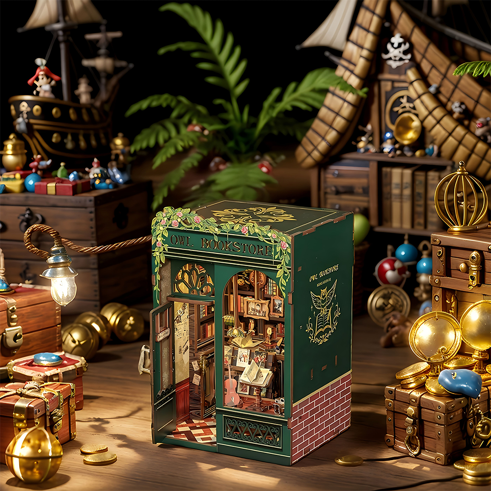 PUZZLESBEST DIY Book Nook Kit | Owl Bookstore