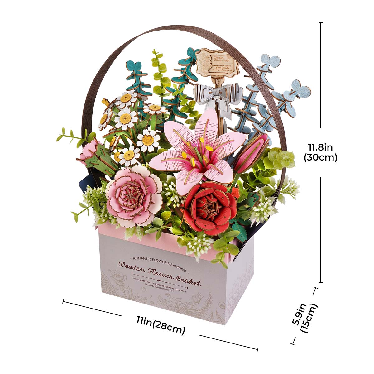 Wooden Flower Basket - Floral Display Model 3D Wooden Puzzle