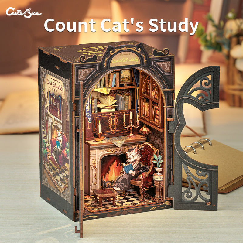 PUZZLESBEST DIY Book Nook | Count Cat's Study