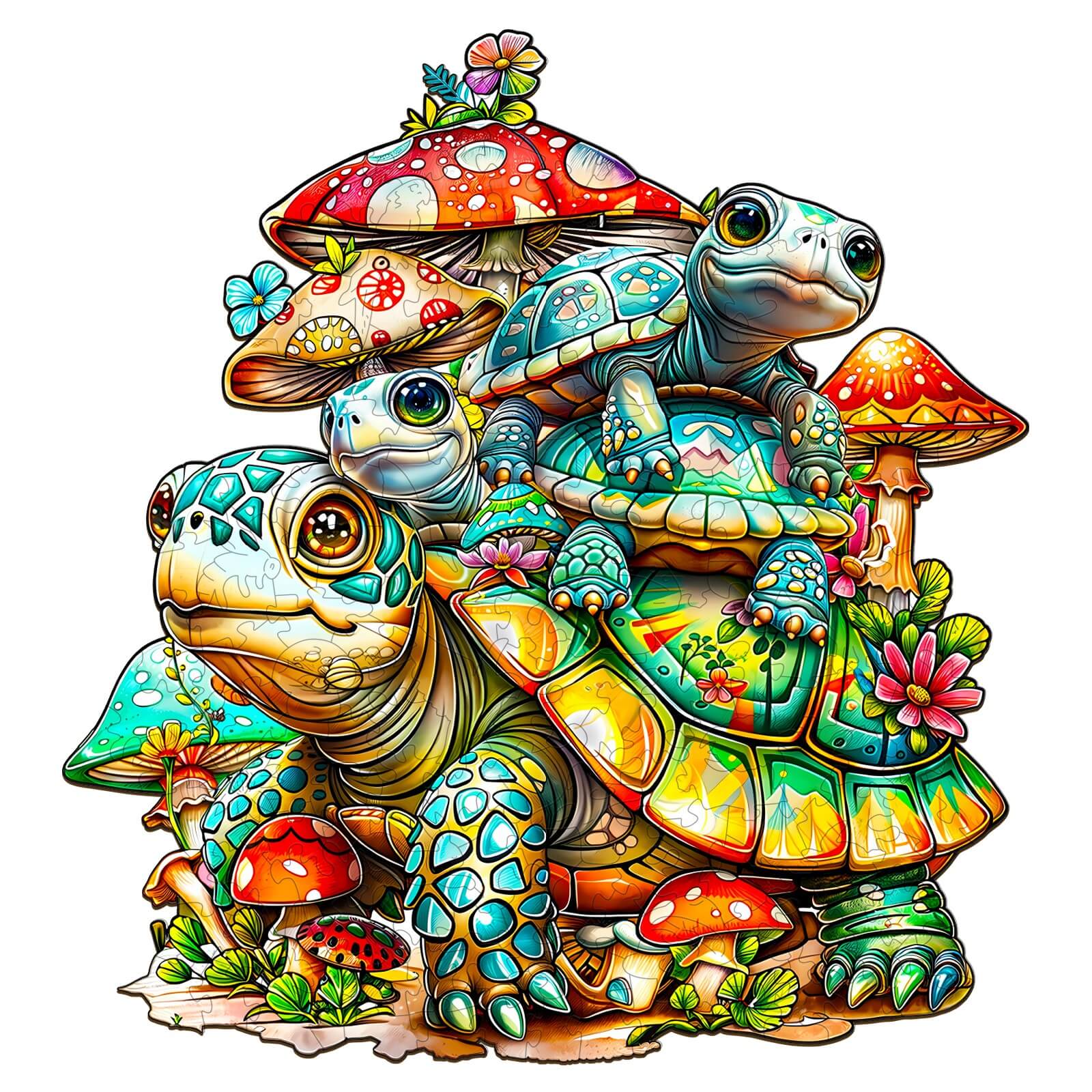 Turtle family Wooden Jigsaw Puzzle