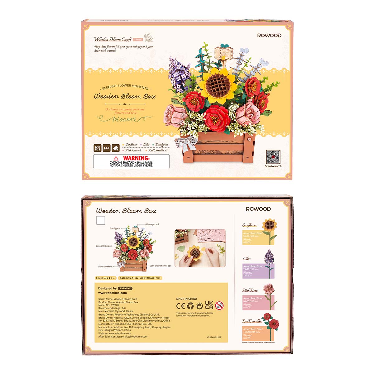 Wooden Bloom Box - Floral Treasure Chest 3D Wooden Puzzle