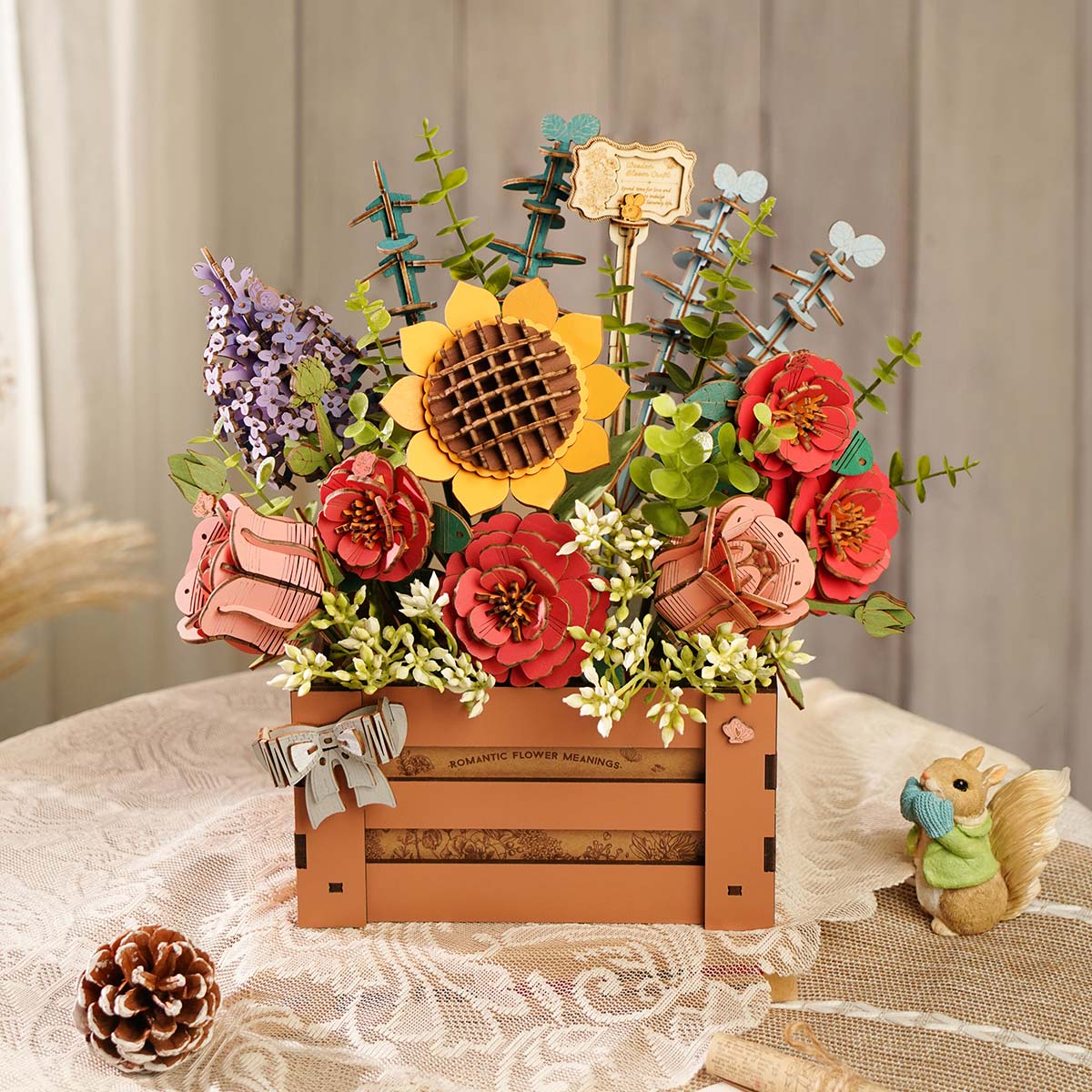 Wooden Bloom Box - Floral Treasure Chest 3D Wooden Puzzle