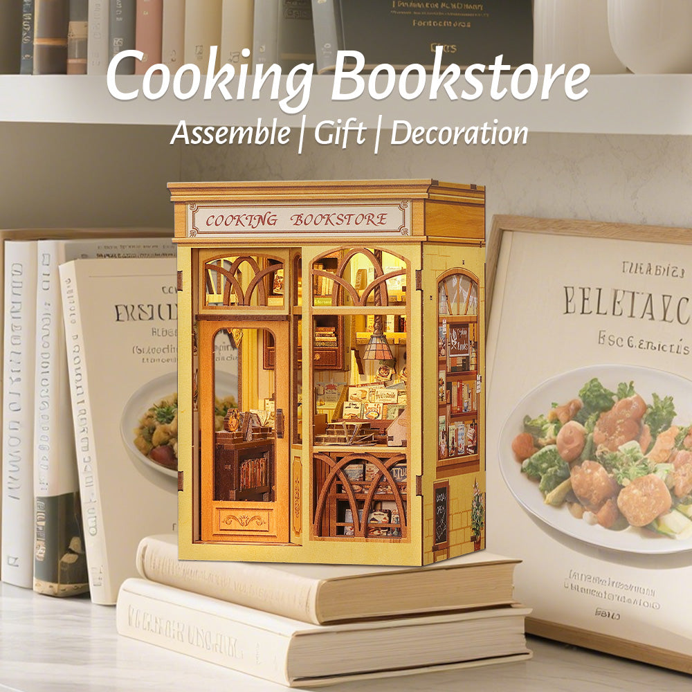 PUZZLESBEST DIY Book Nook Kit | Cooking Bookstore
