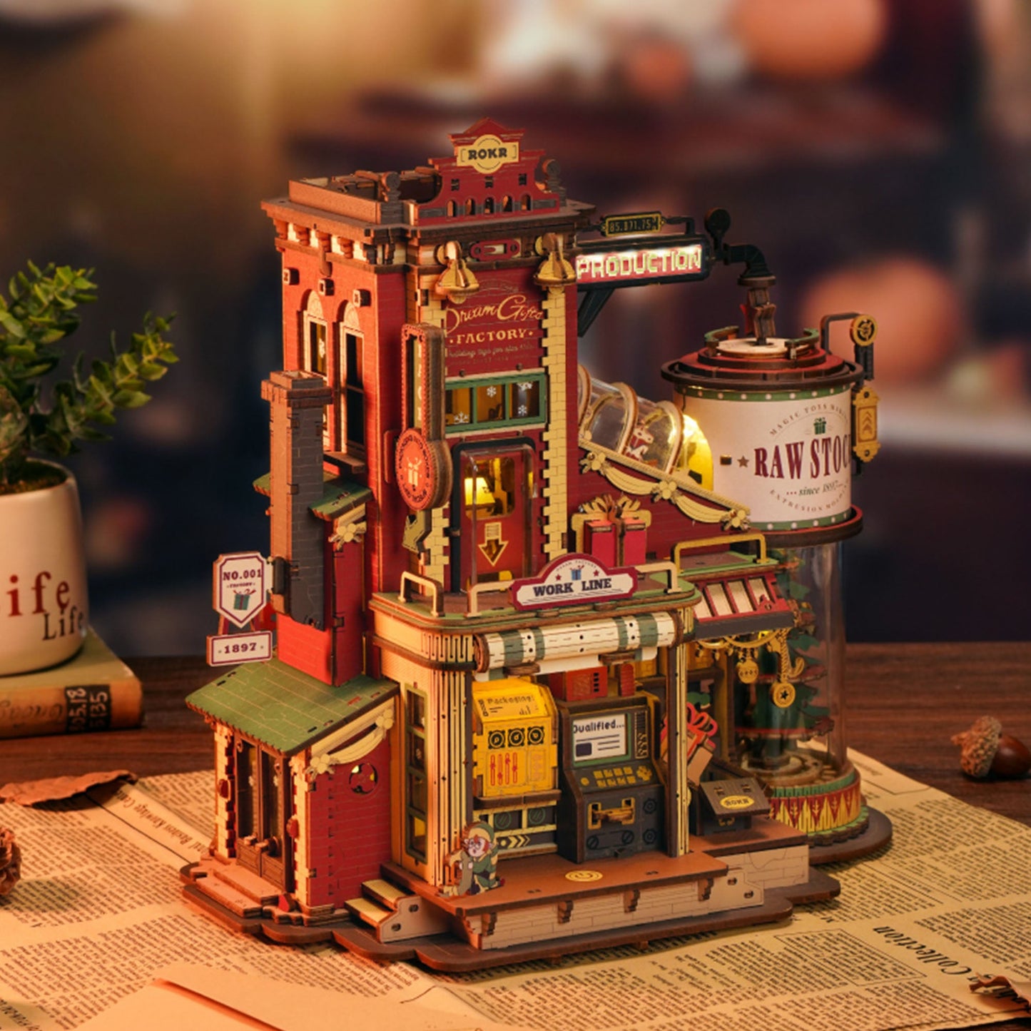 Christmas Dream Gift Factory - Musikalsk træmodel 3D træpuslespil