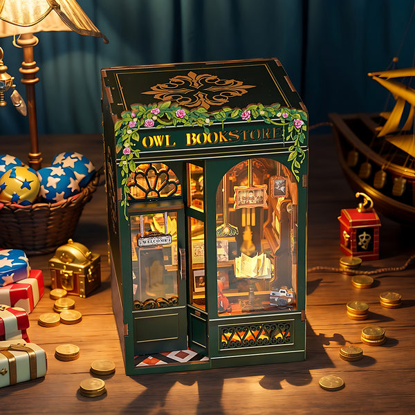 PUZZLESBEST DIY Book Nook Kit | Owl Bookstore