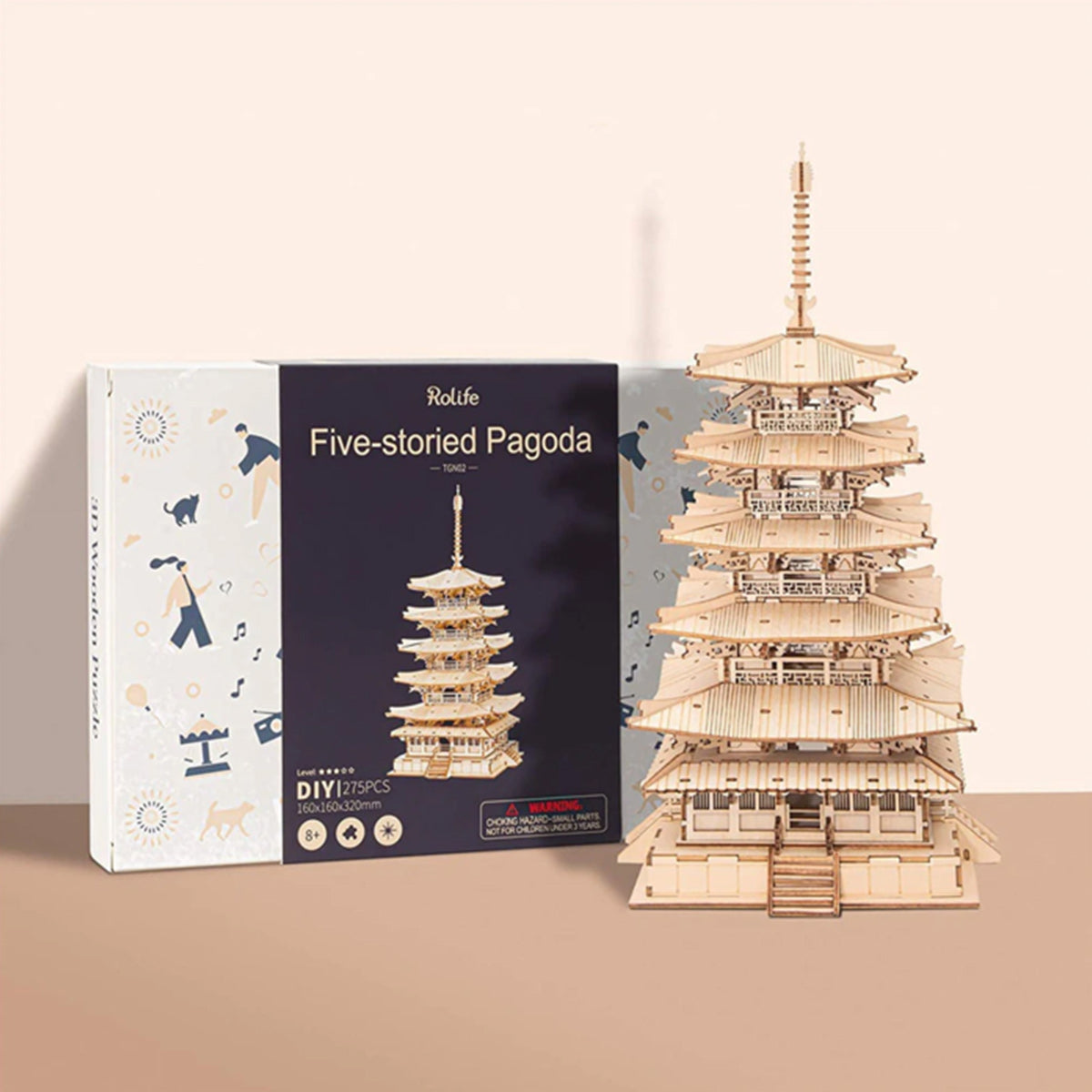 Rolife DIY Five-storied Pagoda 3D Wooden Puzzle TGN02