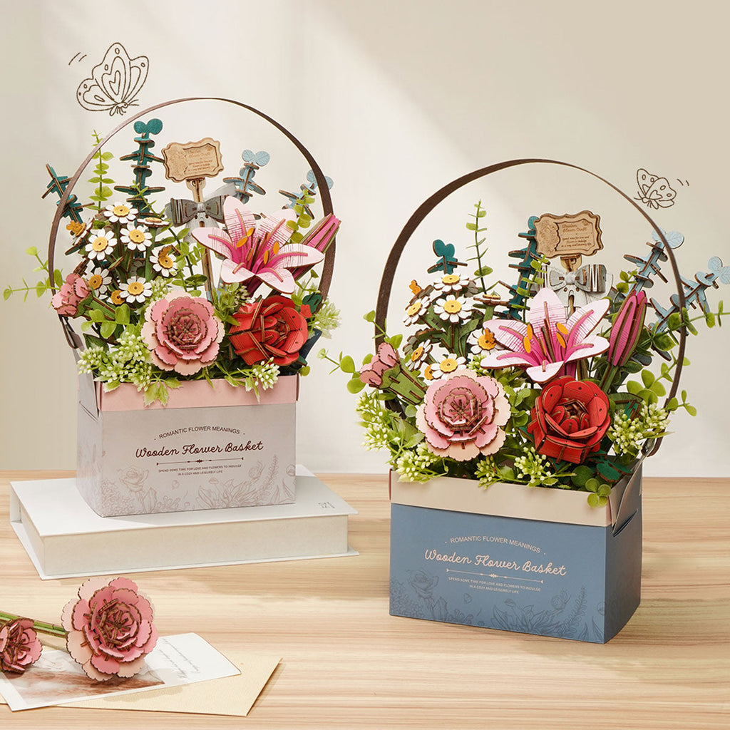 Wooden Flower Basket - Floral Display Model 3D Wooden Puzzle
