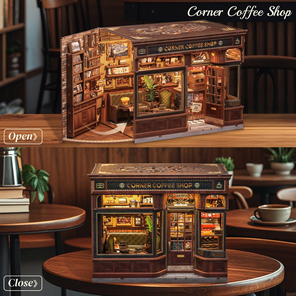 PUZZLESBEST DIY Dollhouse Kit | CORNER COFFEE SHOP