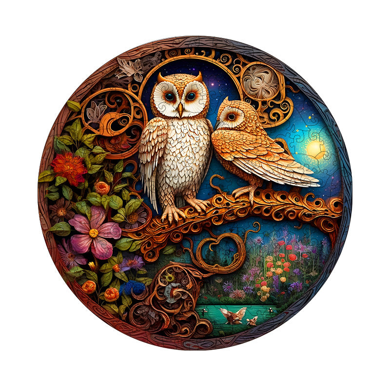 Moonlit Owls Wooden Jigsaw Puzzle