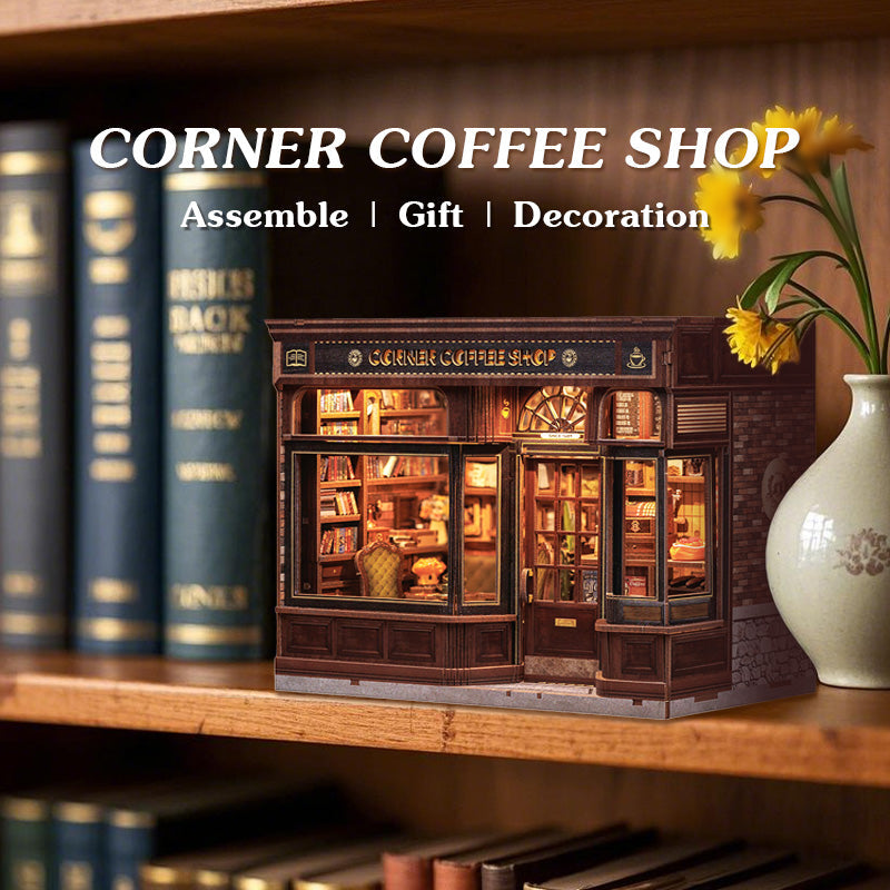 PUZZLESBEST DIY Dollhouse Kit | CORNER COFFEE SHOP