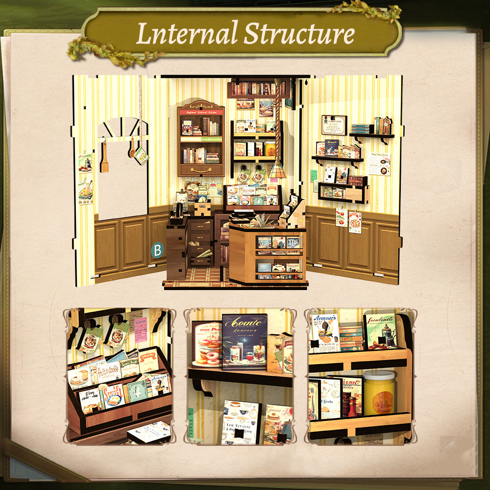 PUZZLESBEST DIY Book Nook Kit | Cooking Bookstore