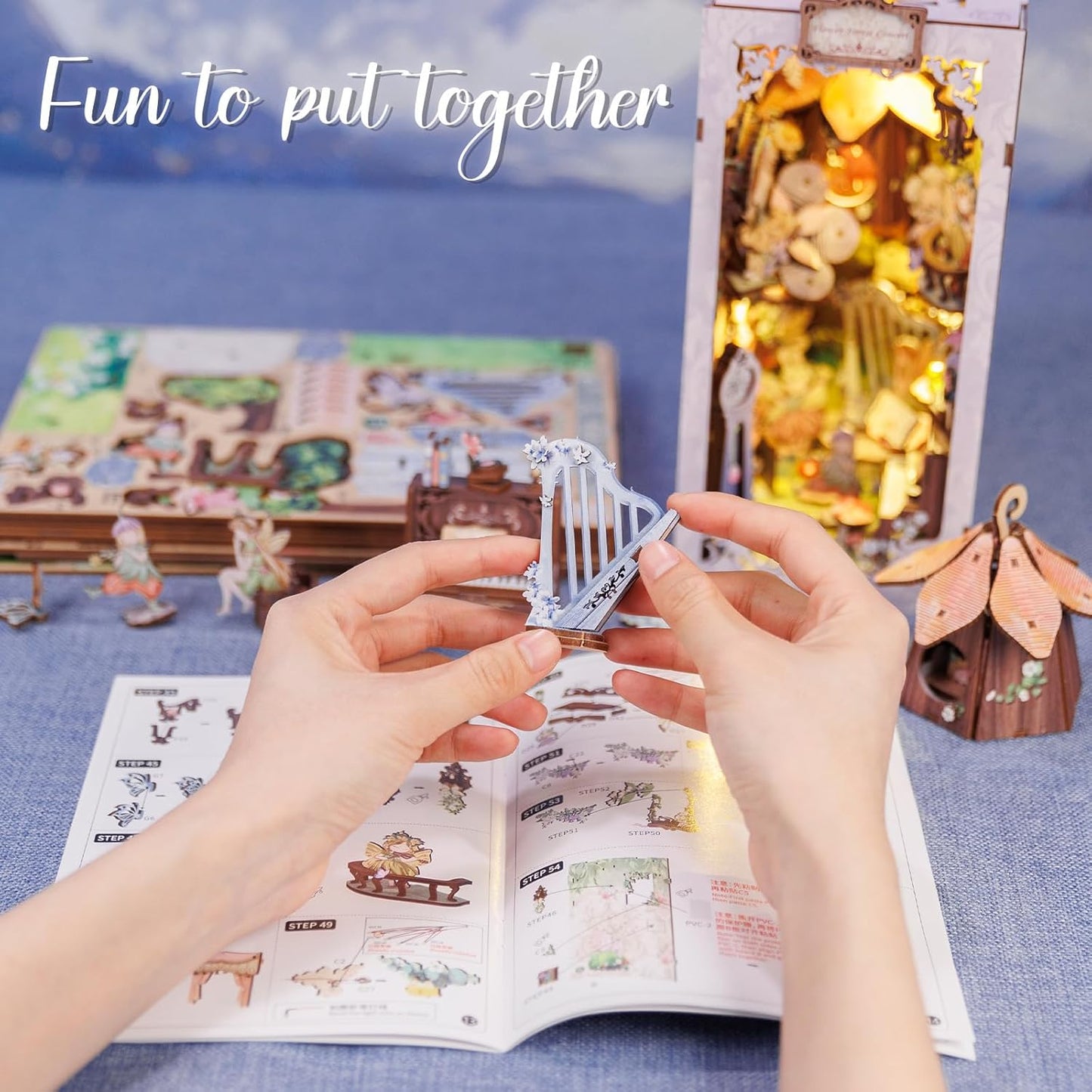 PUZZLESBEST DIY Book Nook Kit|Flower Forest Concert