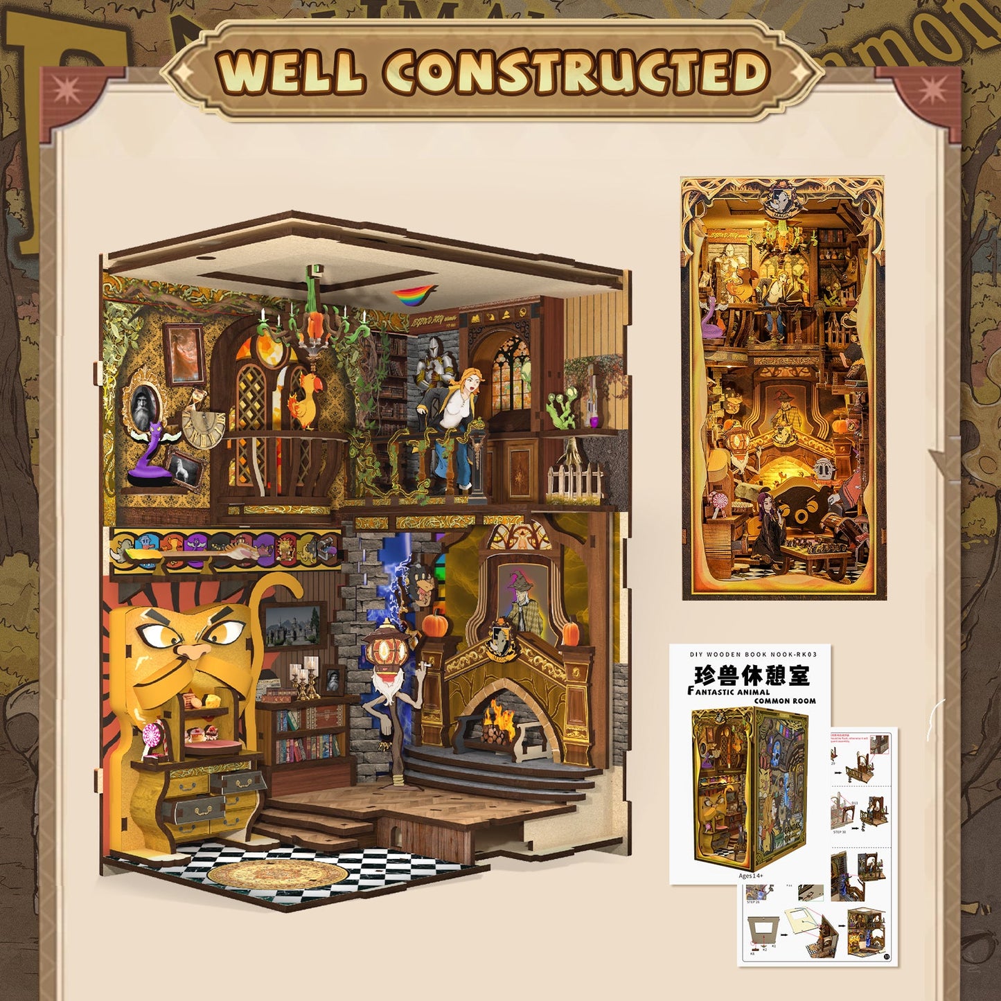 PUZZLESBEST DIY Book Nook Kit | Fantastic Animal Common Room