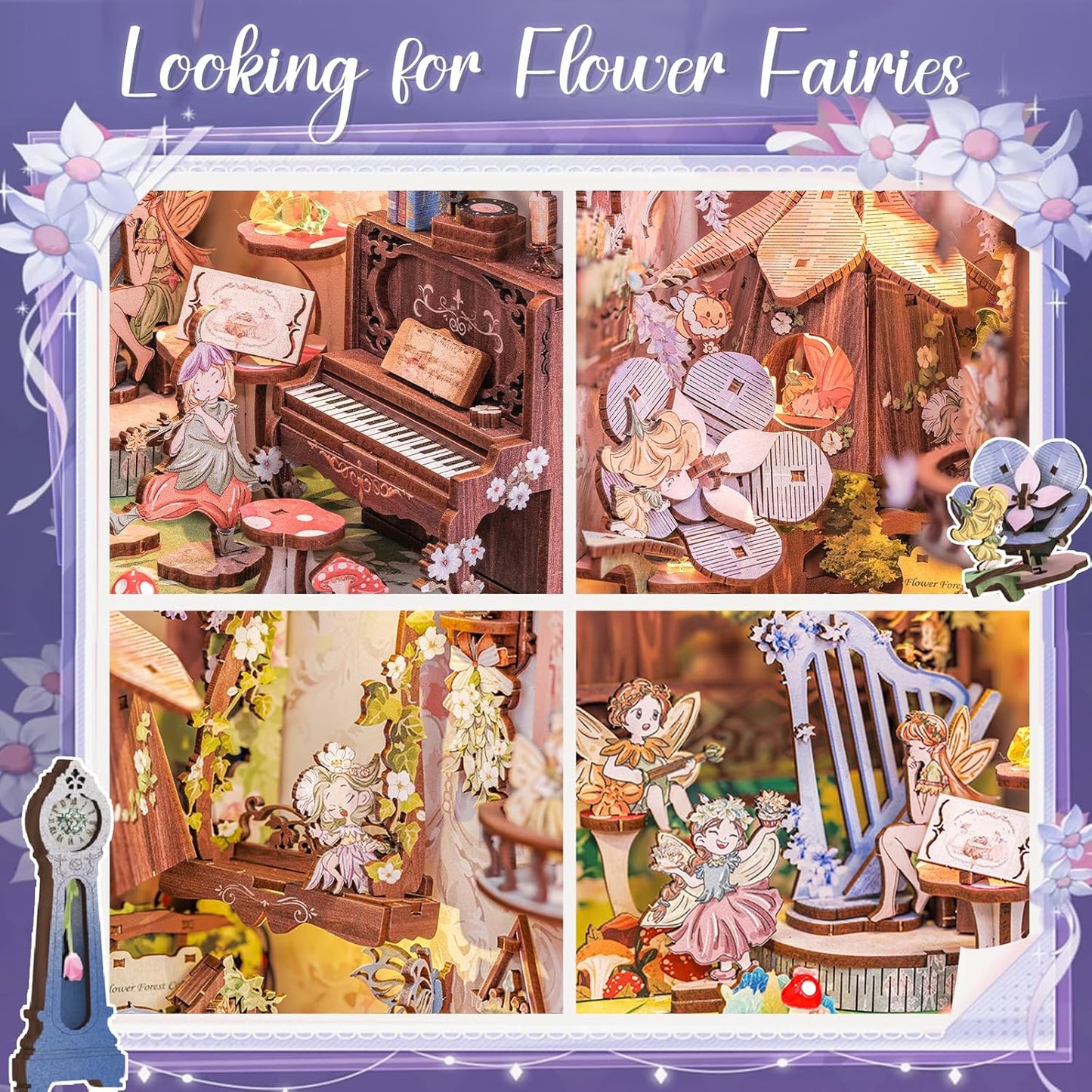 PUZZLESBEST DIY Book Nook Kit|Flower Forest Concert