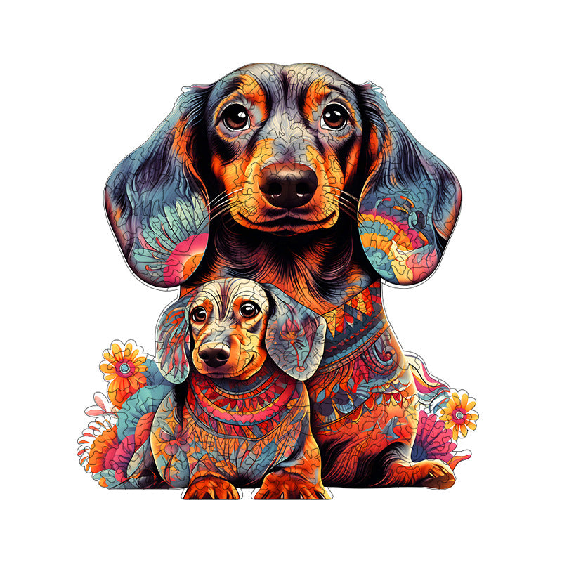 Dachshund Family - 2 Wooden Jigsaw Puzzle