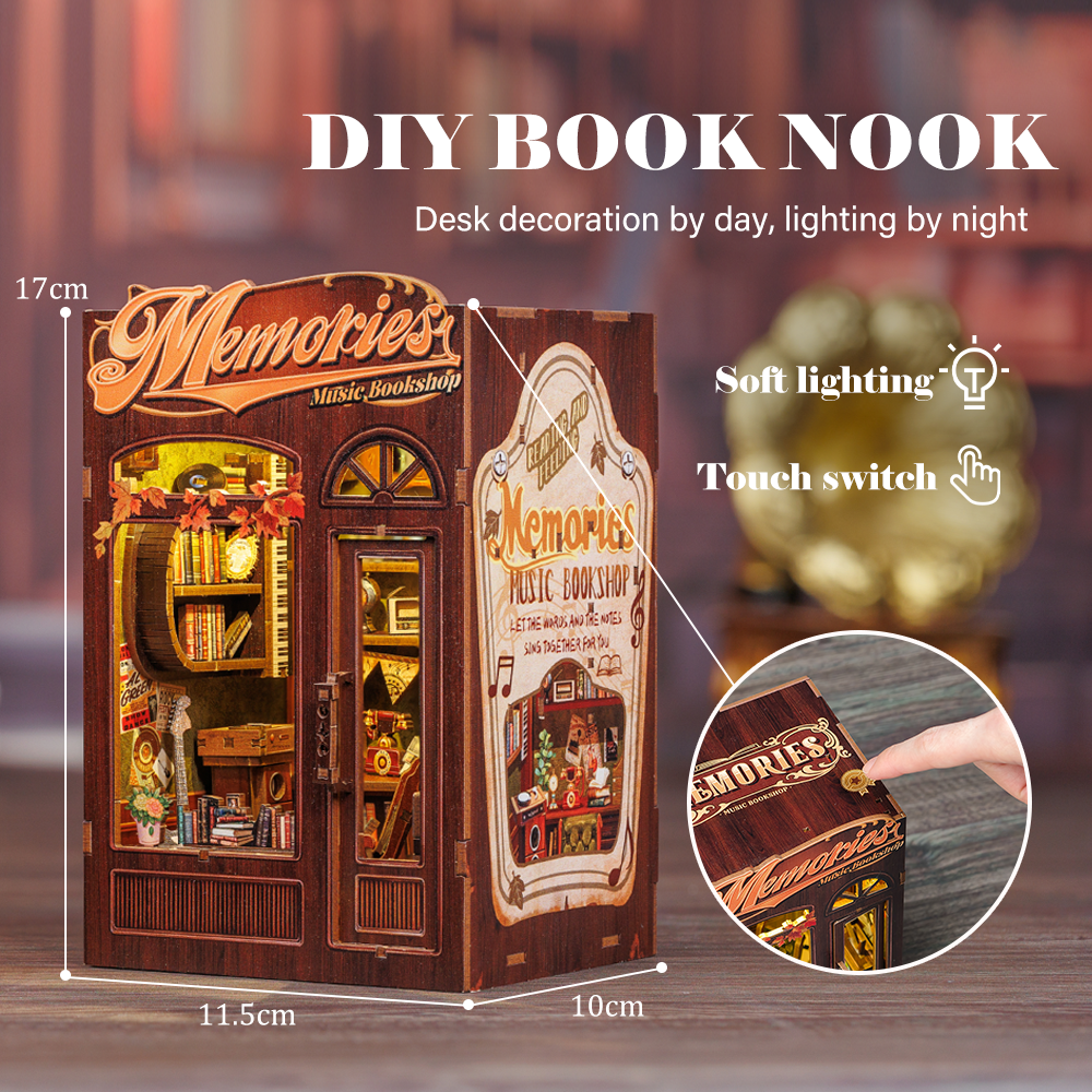 PUZZLESBEST DIY Book Nook Kit | Memories Music Bookshop