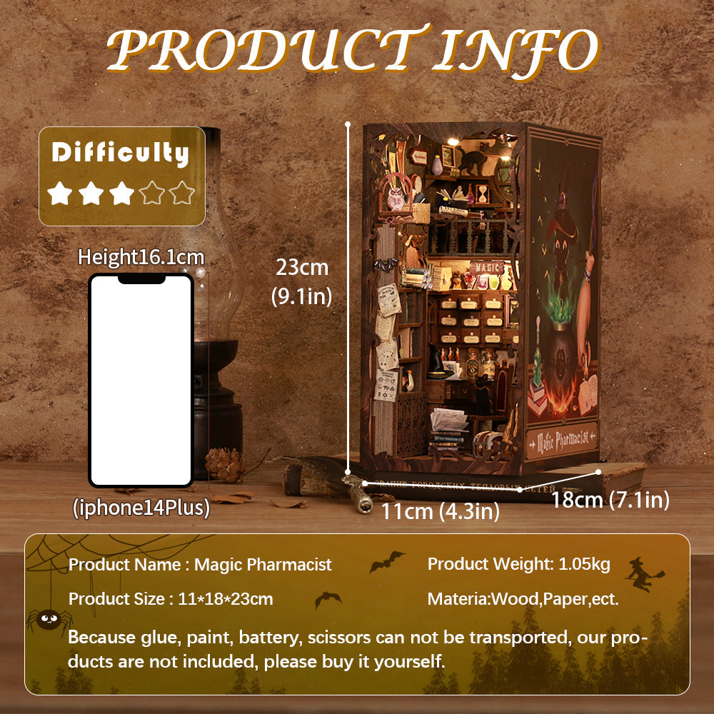 PUZZLESBEST DIY Book Nook Kit (Magic Pharmacist)
