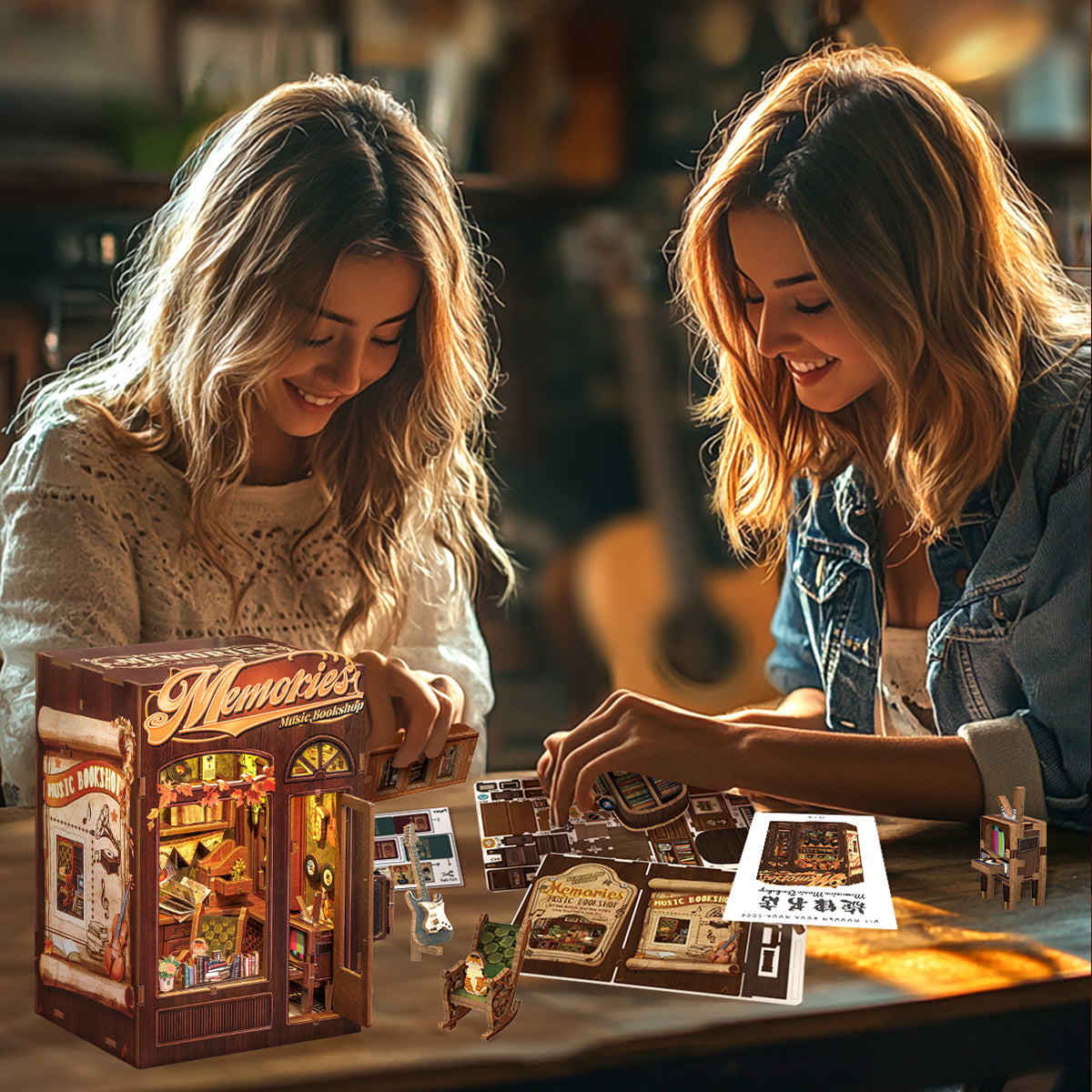 PUZZLESBEST DIY Book Nook Kit | Memories Music Bookshop