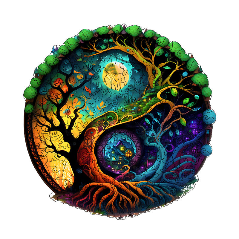 Yin Yang & Tree of Life - 4 Wooden Jigsaw Puzzle