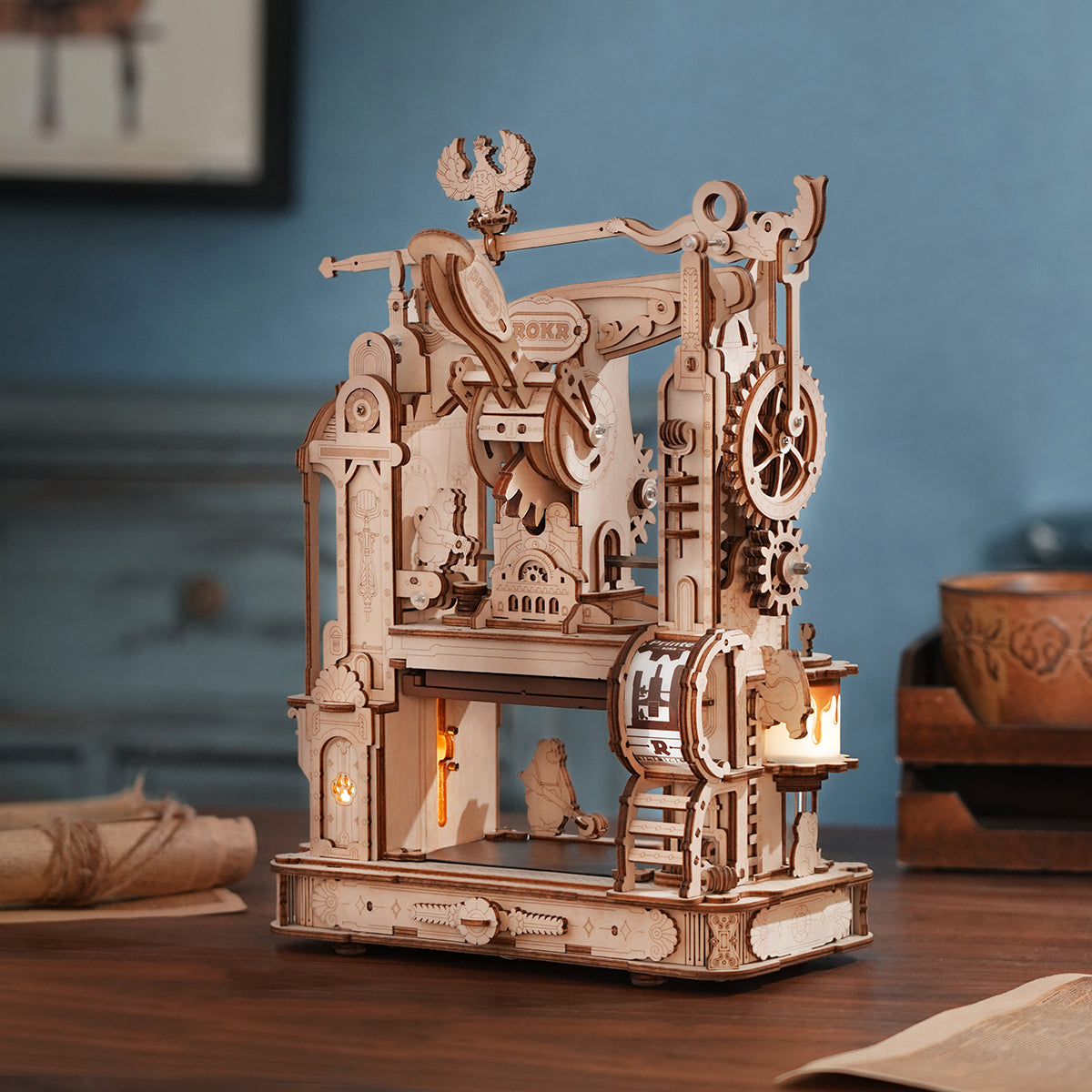 ROKR Classic Printing Press Mechanical 3D Wooden Puzzle LK602