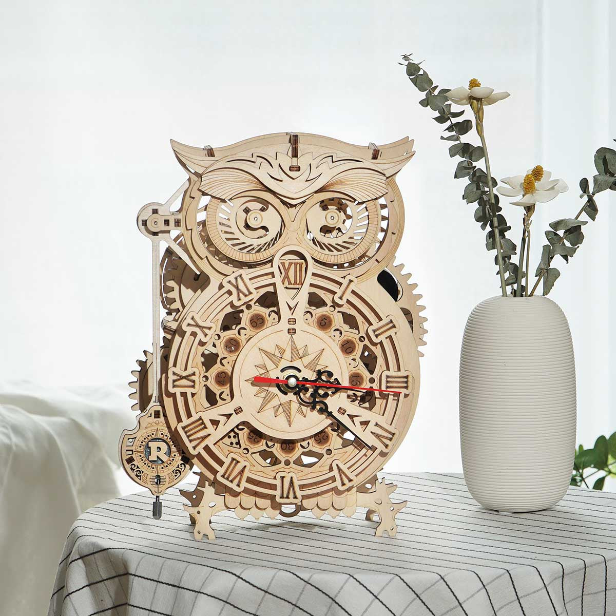 ROKR Owl Clock Mechanical Gears 3D Wooden Puzzle LK503