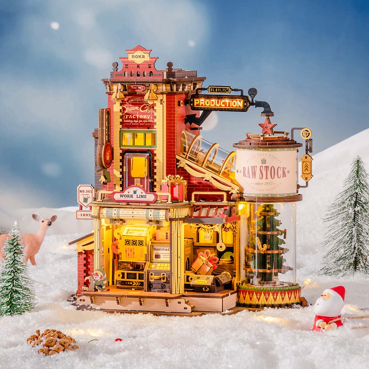 Christmas Dream Gift Factory - Musikalsk træmodel 3D træpuslespil