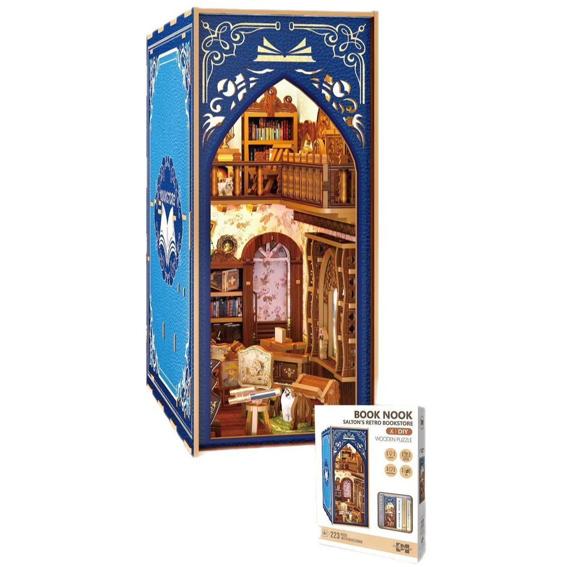 Salton’s Retro Bookstore DIY Book Nook - 3D Wooden Puzzle Kit