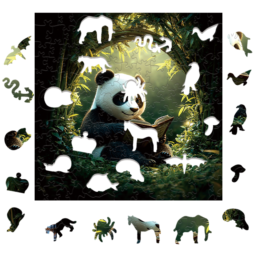 Holzpuzzle „Pandas Geschichtenstunde“