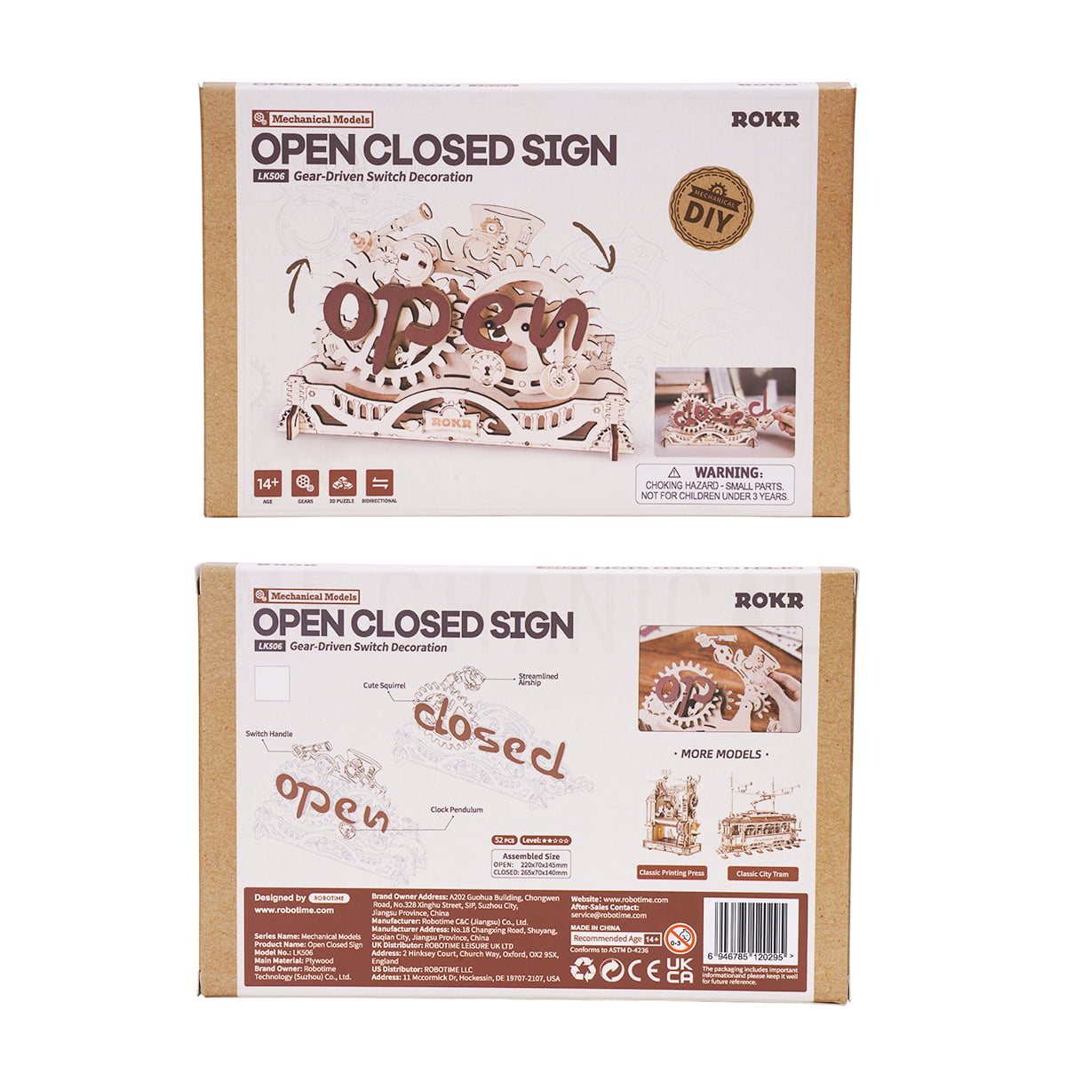 ROKR Open Closed Sign 3D Wooden Puzzle LK506