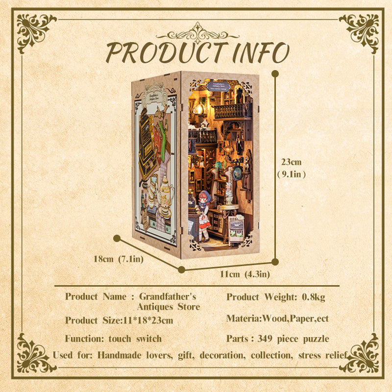 PUZZLESBEST DIY Book Nook Kit（Grandfather's Antique Store）